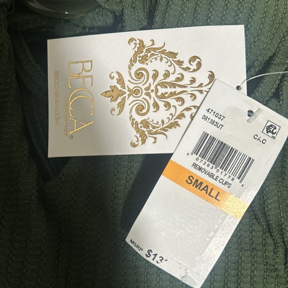 NWT Becca by Rebecca Virtue Line in The Sand Lainey Textured Rib Plunge One-Piec - Picture 11 of 12